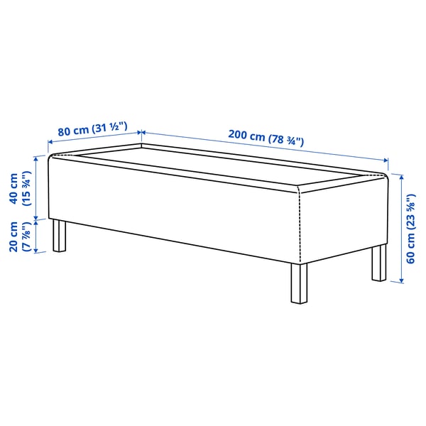 RISHÖJDEN Pocket spring mattress bse, 7 zones, incl leg and mattress pad firm/Kilanda dark blue Nyläget, 80x200 cm