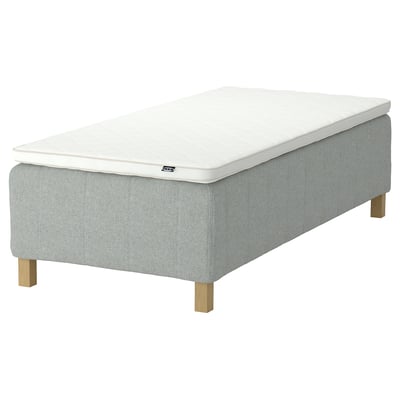 RISHÖJDEN Pocket spring mattress bse, 7 zones, incl leg and mattress pad firm/Tibbleby beige/grey Nyläget, 80x200 cm
