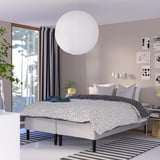 RISHÖJDEN Pocket spring mattress bse, 7 zones, incl leg and mattress pad medium firm/Knisa light beige Norrsele, 160x200 cm