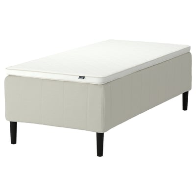 RISHÖJDEN Pocket spring mattress bse, 7 zones, incl leg and mattress pad medium firm/Knisa light beige Nyläget, 90x200 cm