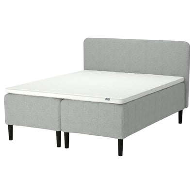 RISHÖJDEN Pocket spring mattress bse, 7 zones, incl leg, mattress pad and headboar firm/Tibbleby beige/grey Nyläget, 160x200 cm