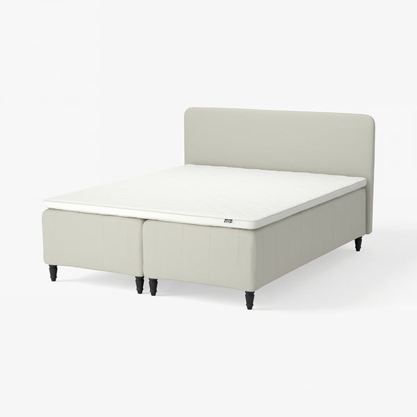 RISHÖJDEN Pocket spring mattress bse, 7 zones, incl leg, mattress pad and headboar medium firm/Knisa light beige Nyläget, 180x200 cm