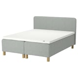 RISHÖJDEN Pocket spring mattress bse, 7 zones, incl leg, mattress pad and headboar medium firm/Tibbleby beige/grey Norrsele, 160x200 cm