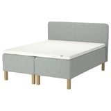 RISHÖJDEN Pocket spring mattress bse, 7 zones, incl leg, mattress pad and headboar medium firm/Tibbleby beige/grey Norrsele, 180x200 cm