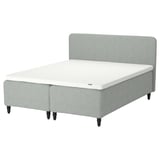 RISHÖJDEN Pocket spring mattress bse, 7 zones, incl leg, mattress pad and headboar medium firm/Tibbleby beige/grey Norrsele, 180x200 cm