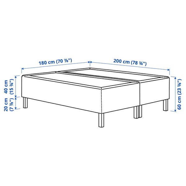 RISHÖJDEN Pocket spring mattress bse, 7 zones, incl leg, mattress pad and headboar medium firm/Tibbleby beige/grey Norrsele, 180x200 cm