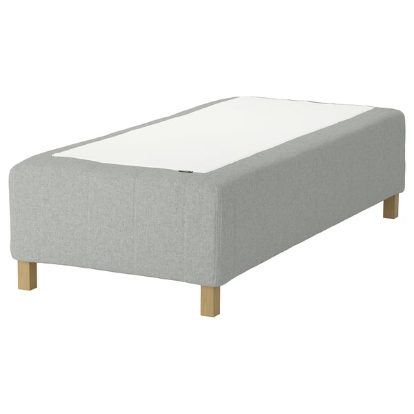 RISHÖJDEN Pocket spring mattress bse, 7 zones, incl leg medium firm/Tibbleby beige/grey, 80x200 cm