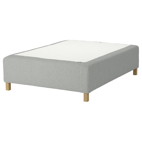RISHÖJDEN Pocket spring mattress bse, 7 zones, incl leg medium firm/Tibbleby beige/grey, 140x200 cm
