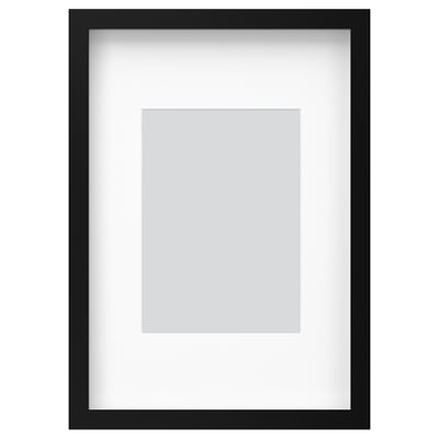 Black picture frame with front protection, holds 7x5 photo, stands horizontally or vertically.