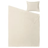 Beige RUNDHAGTORN duvet set, linen-cotton blend, soft wrinkled look, includes duvet and pillowcase.