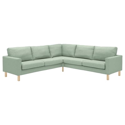 SALTSJÖBADEN corner sofa, light green, fabric, modern & cosy.