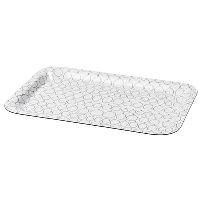 SAMMANHANG white tray, rectangular, made of high-pressure melamine, with a teapot pattern.