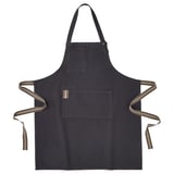 SANDVIVA apron, dark blue, adjustable straps, two pockets, cotton & jute blend.