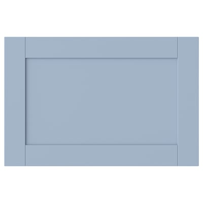 SANNIDAL blue cabinet door, rectangular, simple design, smooth foil finish.