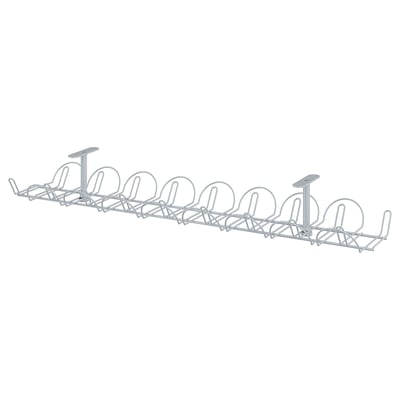 A SIGNUM cable management tool, silver. Made of steel with powder coating, it organizes cables neatly under tables.
