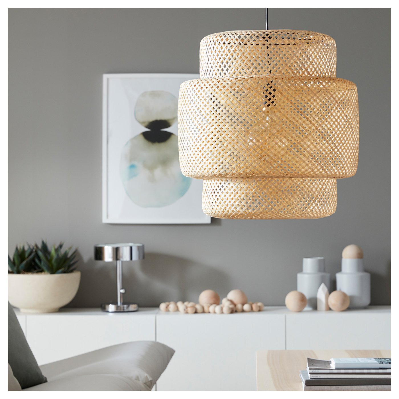 【hide】IKEA SINNERLIG スィネリグ SINNERLIG pendant lamp, bamboo/handmade, 50 cm - IKEA Finland