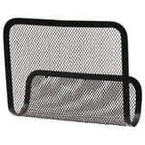 Black mesh office organizer with rectangular compartments. Sturdy metal design, ideal for desk storage.