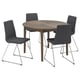This image shows SKANSNÄS, a 4-seat dining set with a brown wooden table and grey upholstered chairs.