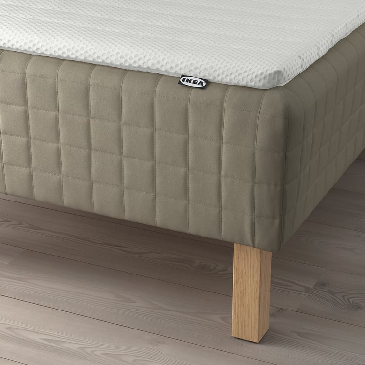 SKÅRER Sprung base incl. mattress pad medium firm dark beige
