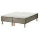 A SKÅRER mattress set in beige with wooden legs. It includes a memory foam mattress and a quilted base.