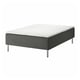 SKOTTERUD bed: grey, rectangular, quilted top, metal legs.