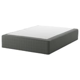 SKOTTERUD mattress: rectangular, white top, dark grey padded sides, sprung, 10-year warranty.