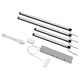 Led kitchen light kit with 4 strips, remote, and power supply. Black strips, white power unit.