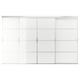 Option: A SKYTTA sliding door with a silver frame and glass panels. Its a minimalist design, ideal for modern interiors.