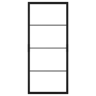 This image shows a black SKYTTA sliding door frame, made of aluminum, designed for customizable storage or room division.