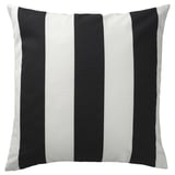 Black & white striped pillow, square shape, modern design, cotton blend.