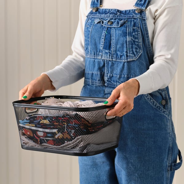 SLÅTTERÄNG Storage basket, anthracite, 25x32x15 cm