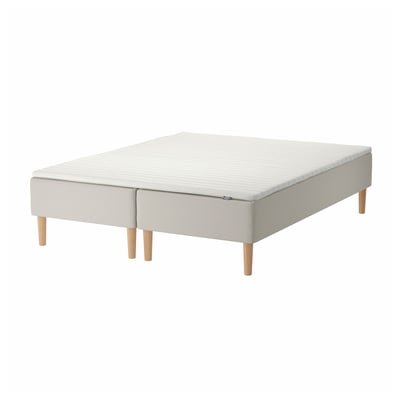 SNARUM white bed base, wooden legs, upholstered.