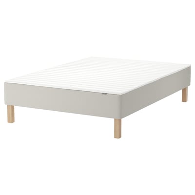 SNARUM: white, wooden bed base with sprung mattress, classic design, light, comfortable.