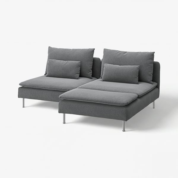 SÖDERHAMN 2-seat sofa with chaise longue, Johanneshov dark grey
