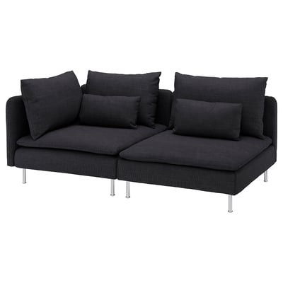 Black modular sectional sofa, SÖDERHAMN, modern design with deep seats and removable cushions.