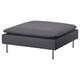 SÖDERHAMN ottoman: dark grey, square, upholstered with chrome legs. Modern minimalist design.