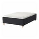 STAVANGER black bed base with white mattress, square wood legs.