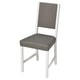 A modern chair named STEFAN with a white frame and sleek grey fabric cover, designed for comfort with wood fiber padding.
