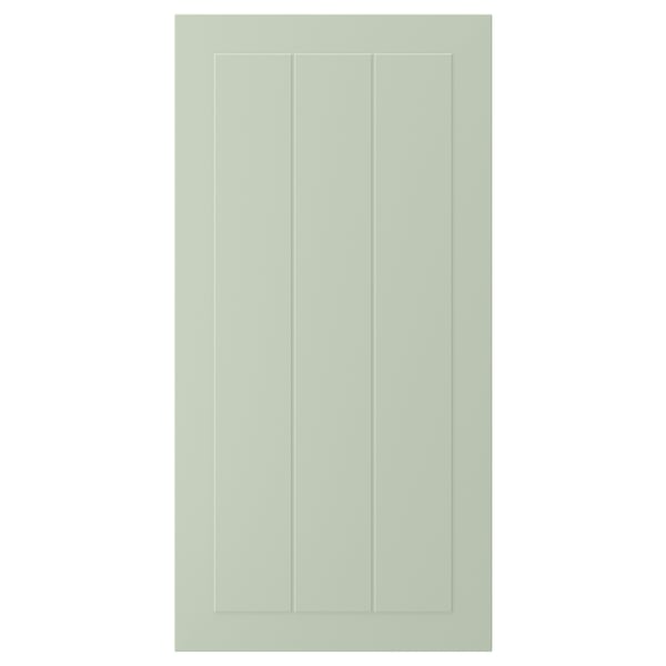 STENSUND green cabinet door, rectangular with grooved panels, smooth lacquered finish.