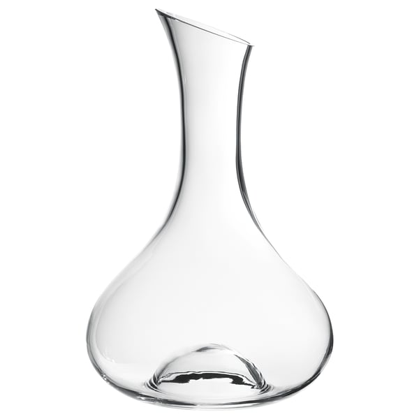 STORSINT clear glass carafe, mouth-blown, teardrop shape, elegant wine/water decanter.