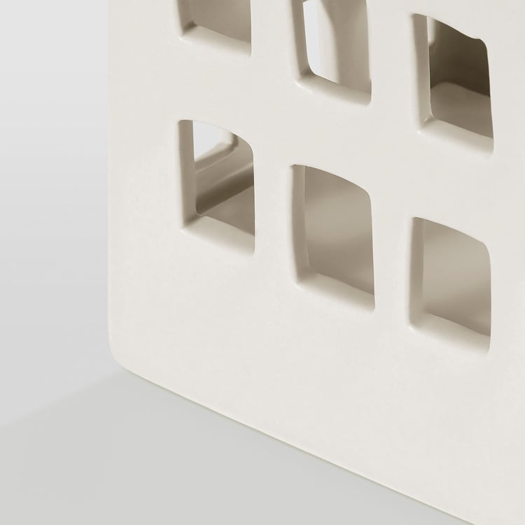 STRÅLA LED table decoration batteryoperated house/ceramic white