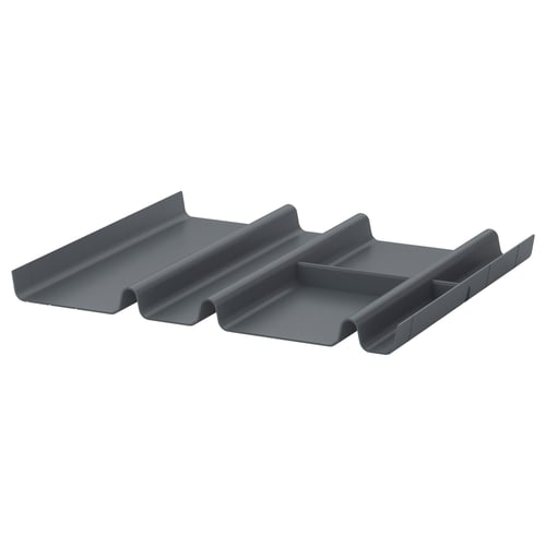 Grey SUMMERA drawer organiser with compartments for small items, reducing noise and protecting against scratches.