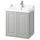 Option: TÄNNFORSEN light grey bathroom cabinet with sink, classic design.