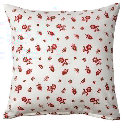 TÅGSÄCKMAL Cushion cover, white/floral pattern, 50x50 cm