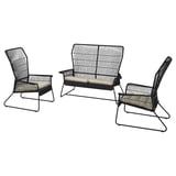 TALLSKÄR 4-seat, lounge set, outdoor anthracite/Kuddarna light grey-beige