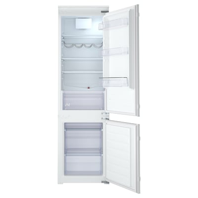 TINAD fridge/freezer combo, white, with adjustable shelves.