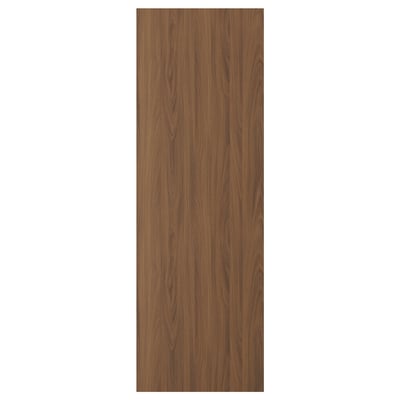 Walnut-finished TISTORP particleboard with plastic edging and foil.