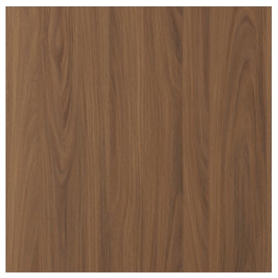 TISTORP walnut-colored wooden door panel, smooth-surfaced, modern design with vertical grain pattern, durable and easy to clean foil finish.