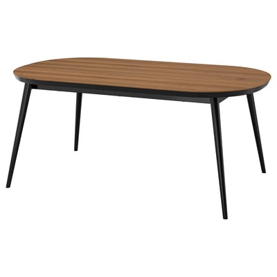TJÄRKIL Table, black/walnut veneer, 180x100 cm