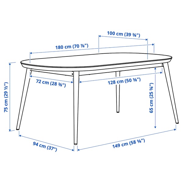 TJÄRKIL Table, black/walnut veneer, 180x100 cm
